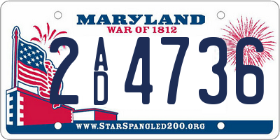 MD license plate 2AD4736