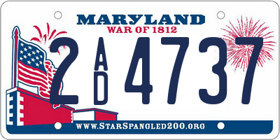 MD license plate 2AD4737