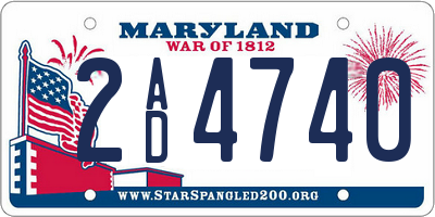 MD license plate 2AD4740