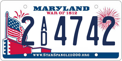 MD license plate 2AD4742