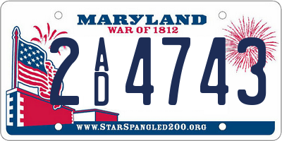 MD license plate 2AD4743