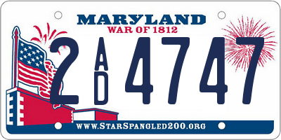 MD license plate 2AD4747