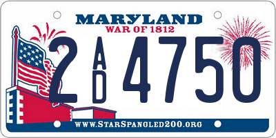 MD license plate 2AD4750