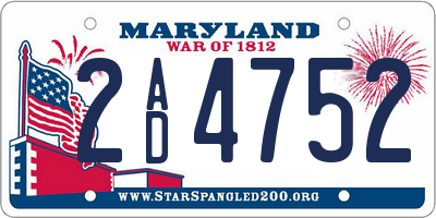 MD license plate 2AD4752