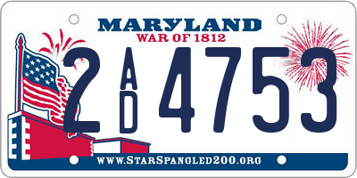 MD license plate 2AD4753