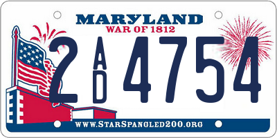 MD license plate 2AD4754