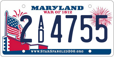 MD license plate 2AD4755