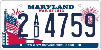 MD license plate 2AD4759