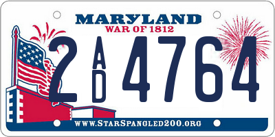 MD license plate 2AD4764