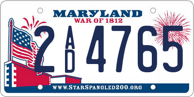 MD license plate 2AD4765