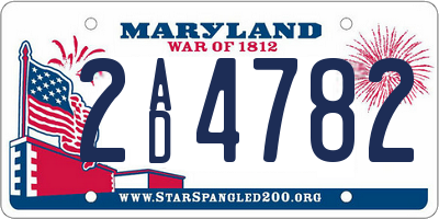 MD license plate 2AD4782