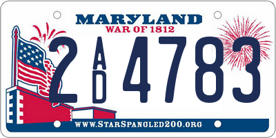 MD license plate 2AD4783