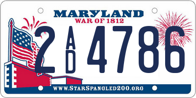 MD license plate 2AD4786