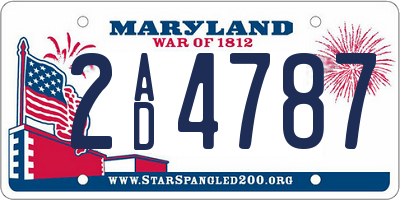 MD license plate 2AD4787