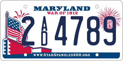 MD license plate 2AD4789