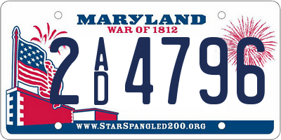 MD license plate 2AD4796
