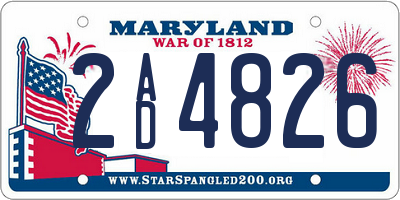 MD license plate 2AD4826