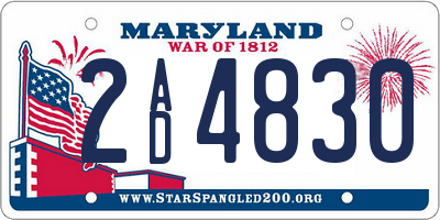 MD license plate 2AD4830
