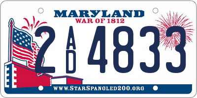 MD license plate 2AD4833