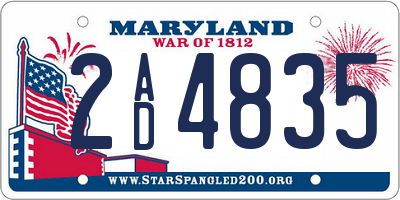 MD license plate 2AD4835