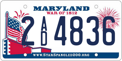 MD license plate 2AD4836
