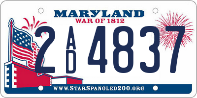 MD license plate 2AD4837