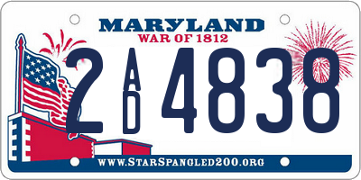 MD license plate 2AD4838