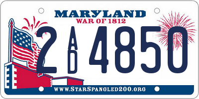 MD license plate 2AD4850