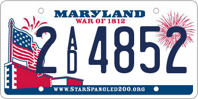 MD license plate 2AD4852