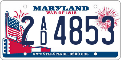 MD license plate 2AD4853