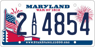 MD license plate 2AD4854
