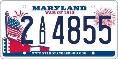 MD license plate 2AD4855