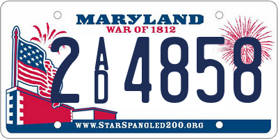MD license plate 2AD4858