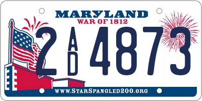 MD license plate 2AD4873