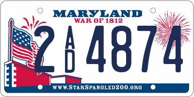 MD license plate 2AD4874