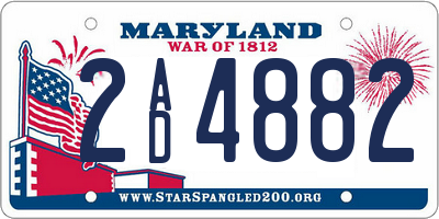 MD license plate 2AD4882