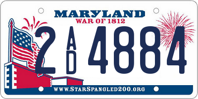 MD license plate 2AD4884