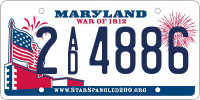 MD license plate 2AD4886