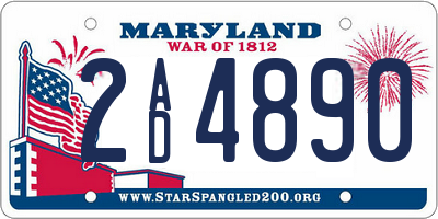 MD license plate 2AD4890