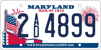 MD license plate 2AD4899