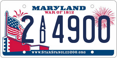 MD license plate 2AD4900