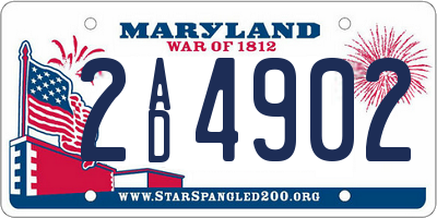 MD license plate 2AD4902