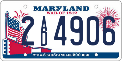 MD license plate 2AD4906