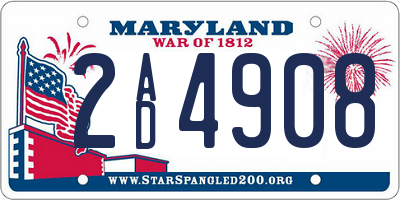 MD license plate 2AD4908