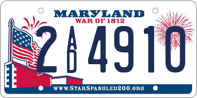 MD license plate 2AD4910