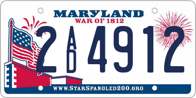 MD license plate 2AD4912