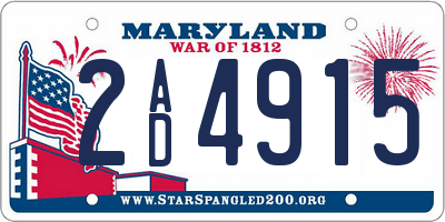 MD license plate 2AD4915