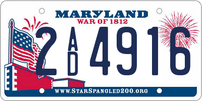 MD license plate 2AD4916