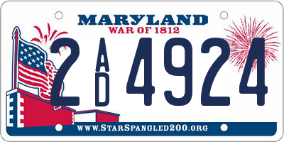 MD license plate 2AD4924