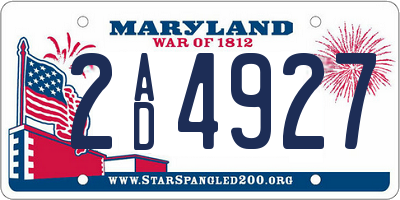 MD license plate 2AD4927